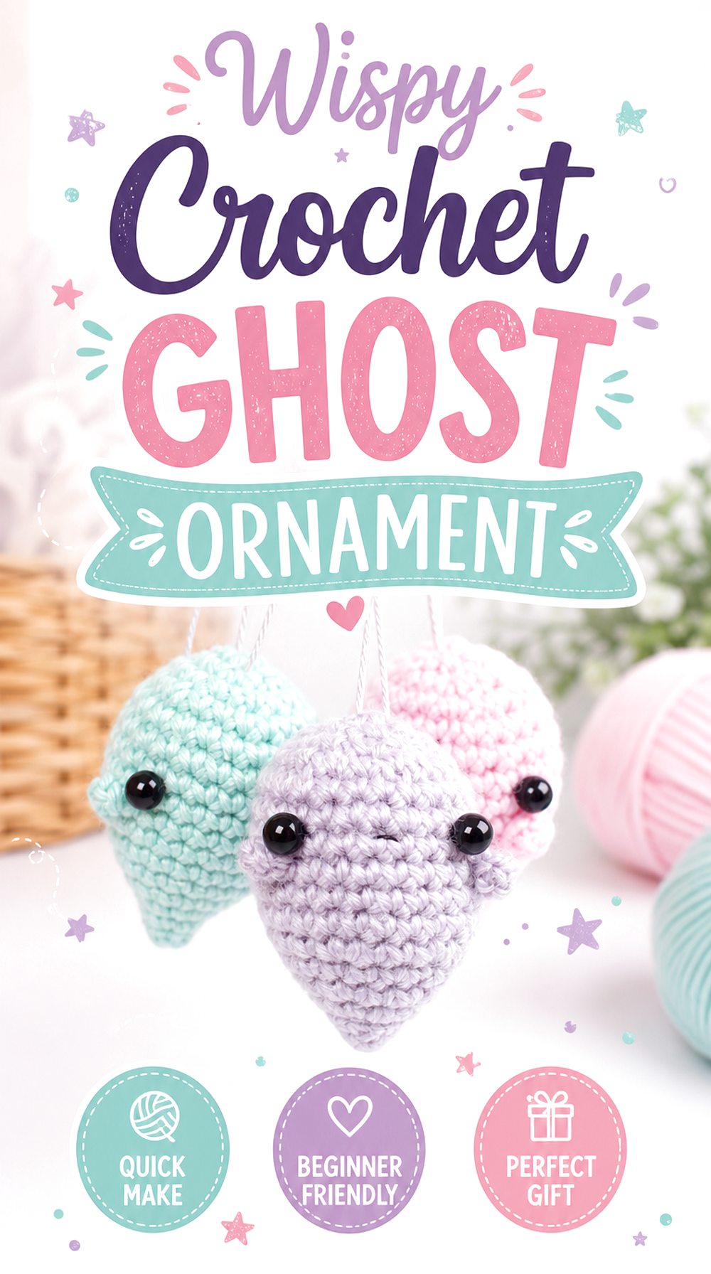 Wispy Crochet Ghost Ornament