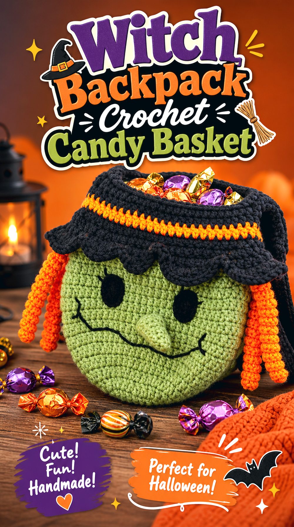 Witch Backpack Crochet Candy Basket