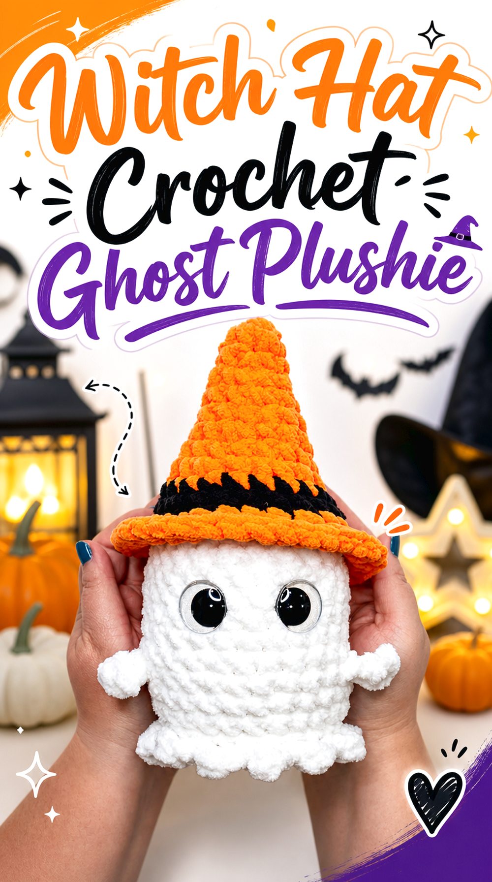 Witch Hat Crochet Ghost Plushie