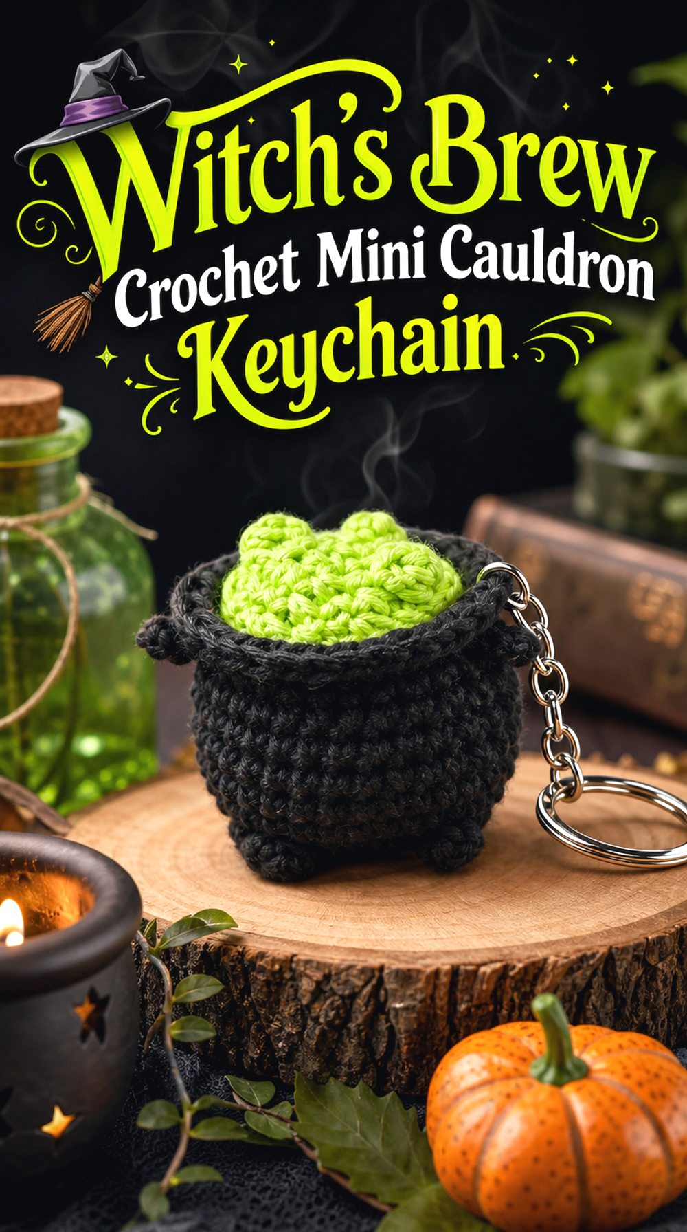 Witch’s Brew Crochet Mini Cauldron Keychain