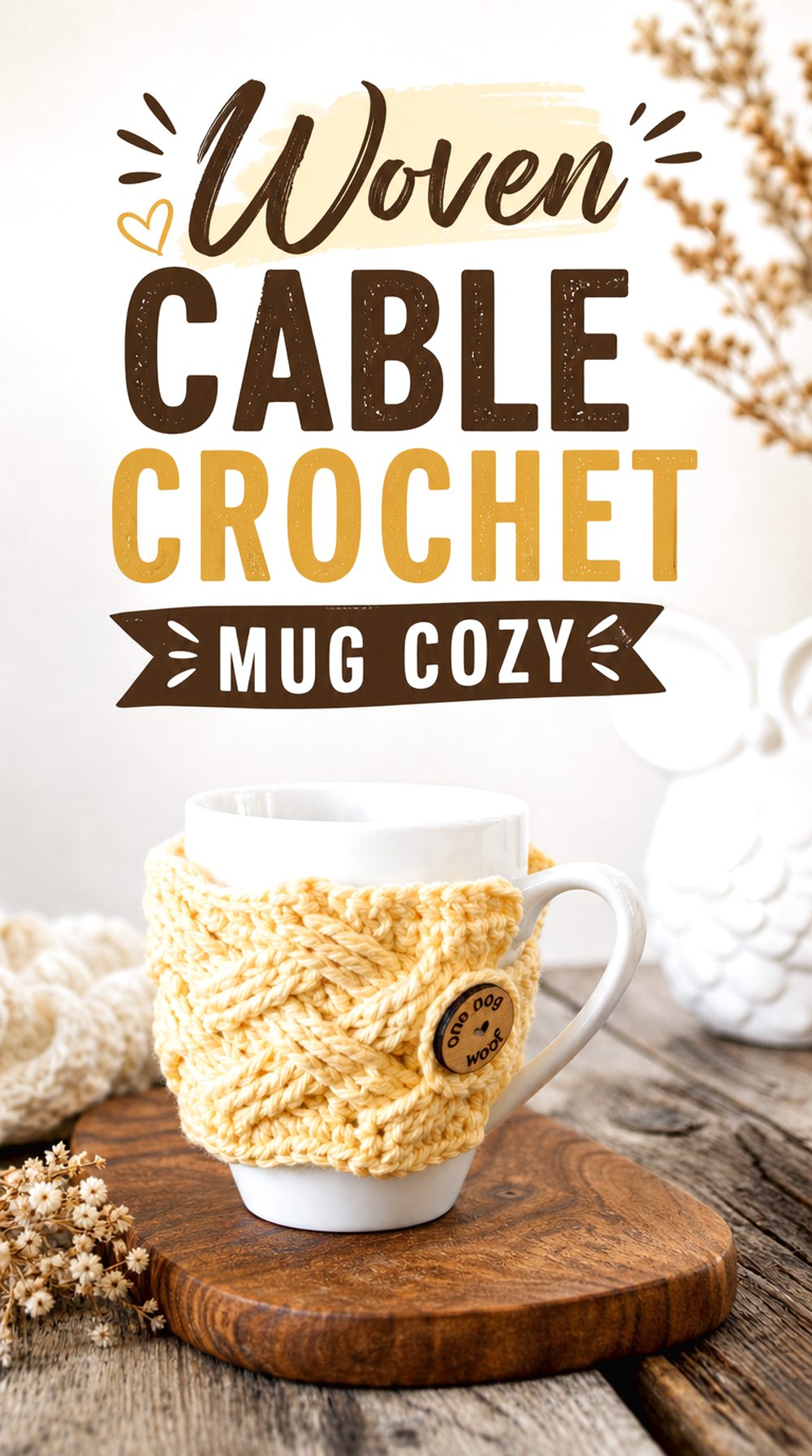 Woven Cable Crochet Mug Cozy
