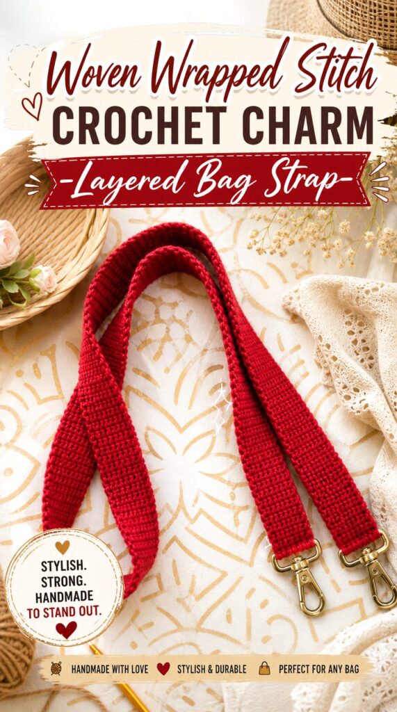 Woven Wrapped Stitch Crochet Charm Layered Bag Strap