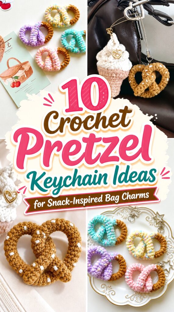 Crochet Pretzel Keychain Ideas for Snack Inspired Bag Charms
