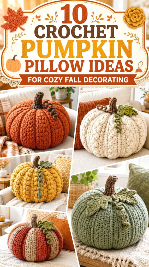 Crochet Pumpkin Pillow Ideas for Cozy Fall Decorating