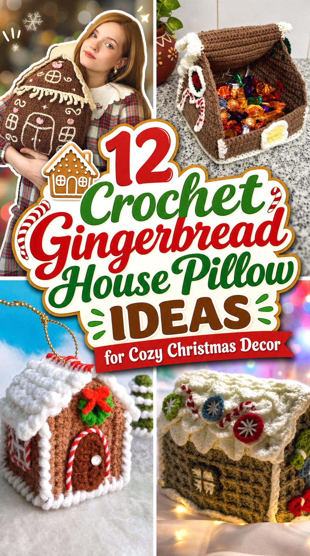 Crochet Gingerbread House Pillow Ideas for Cozy Christmas Decor