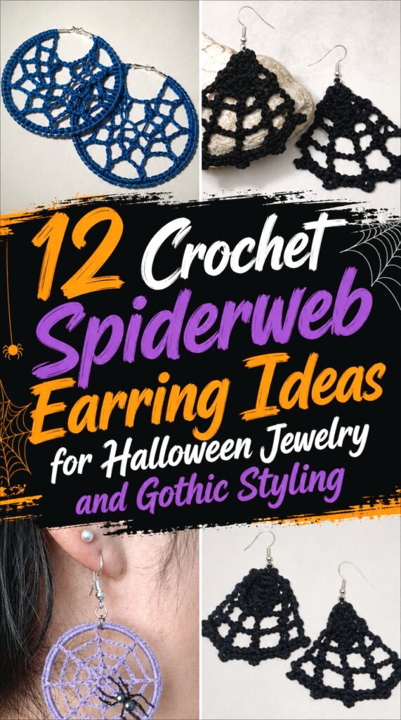 Crochet Spiderweb Earring Ideas for Halloween Jewelry and Gothic Styling