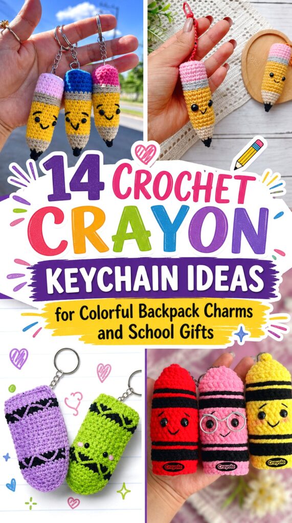 Crochet Crayon Keychain Ideas for Colorful Backpack Charms and School Gifts