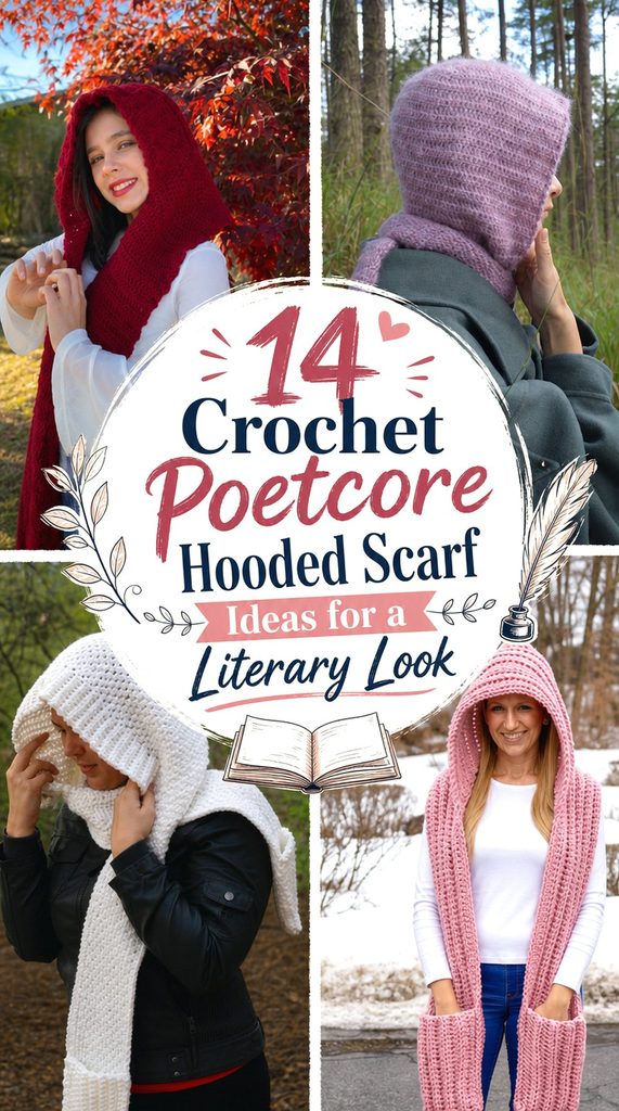 Crochet Poetcore Hooded Scarf Ideas for a Literary Look