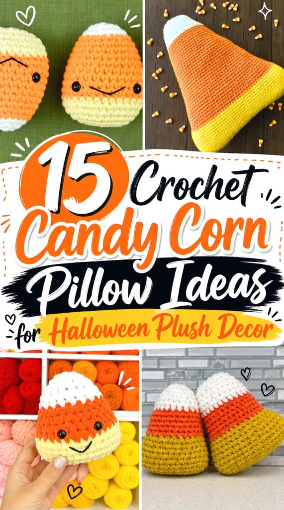 Crochet Candy Corn Pillow Ideas for Halloween Plush Decor
