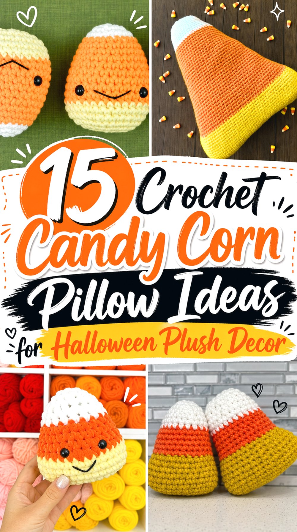 Crochet Candy Corn Pillow Ideas for Halloween Plush Decor