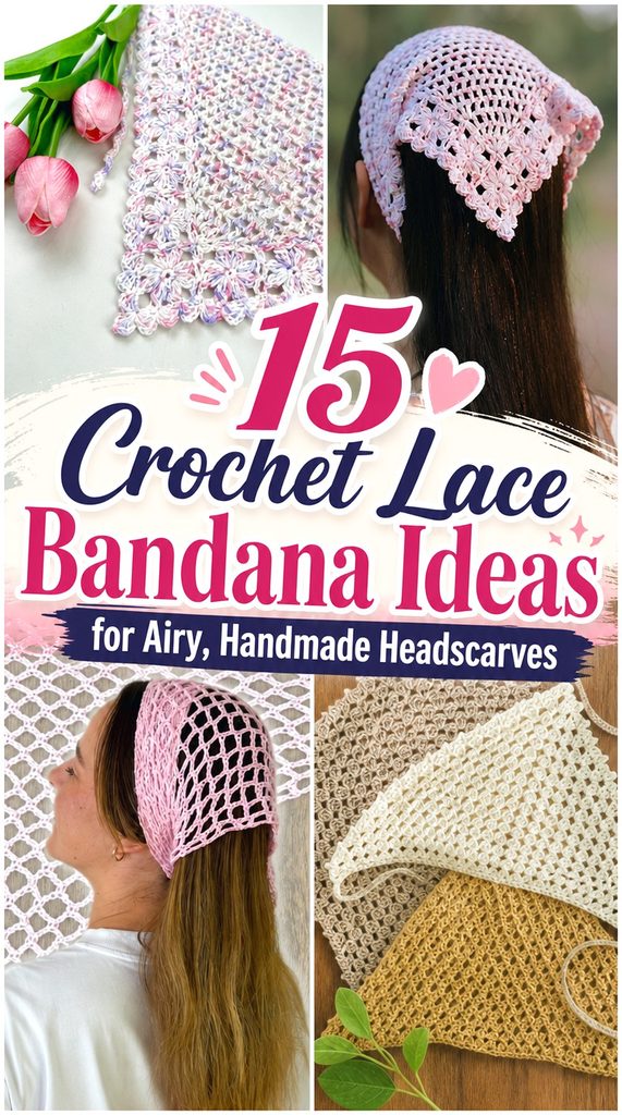 Crochet Lace Bandana Ideas for Airy, Handmade Headscarves