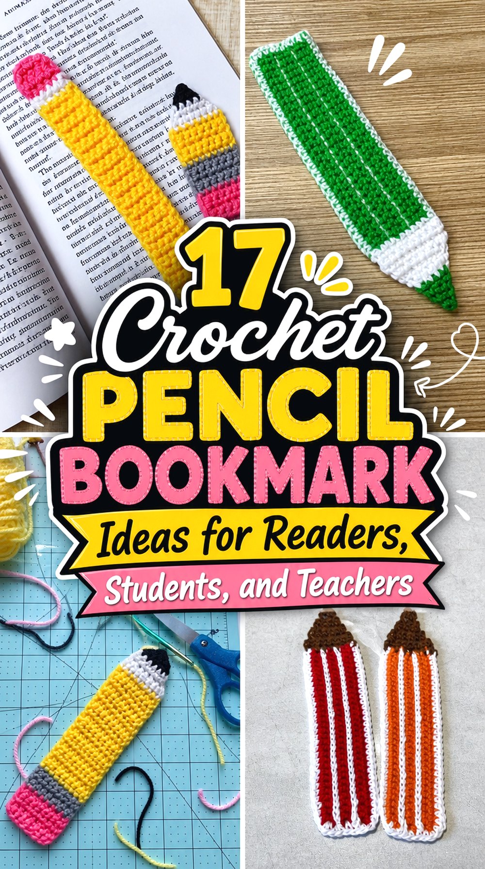 Crochet Pencil Bookmark Ideas for Readers, Students, and Teachers