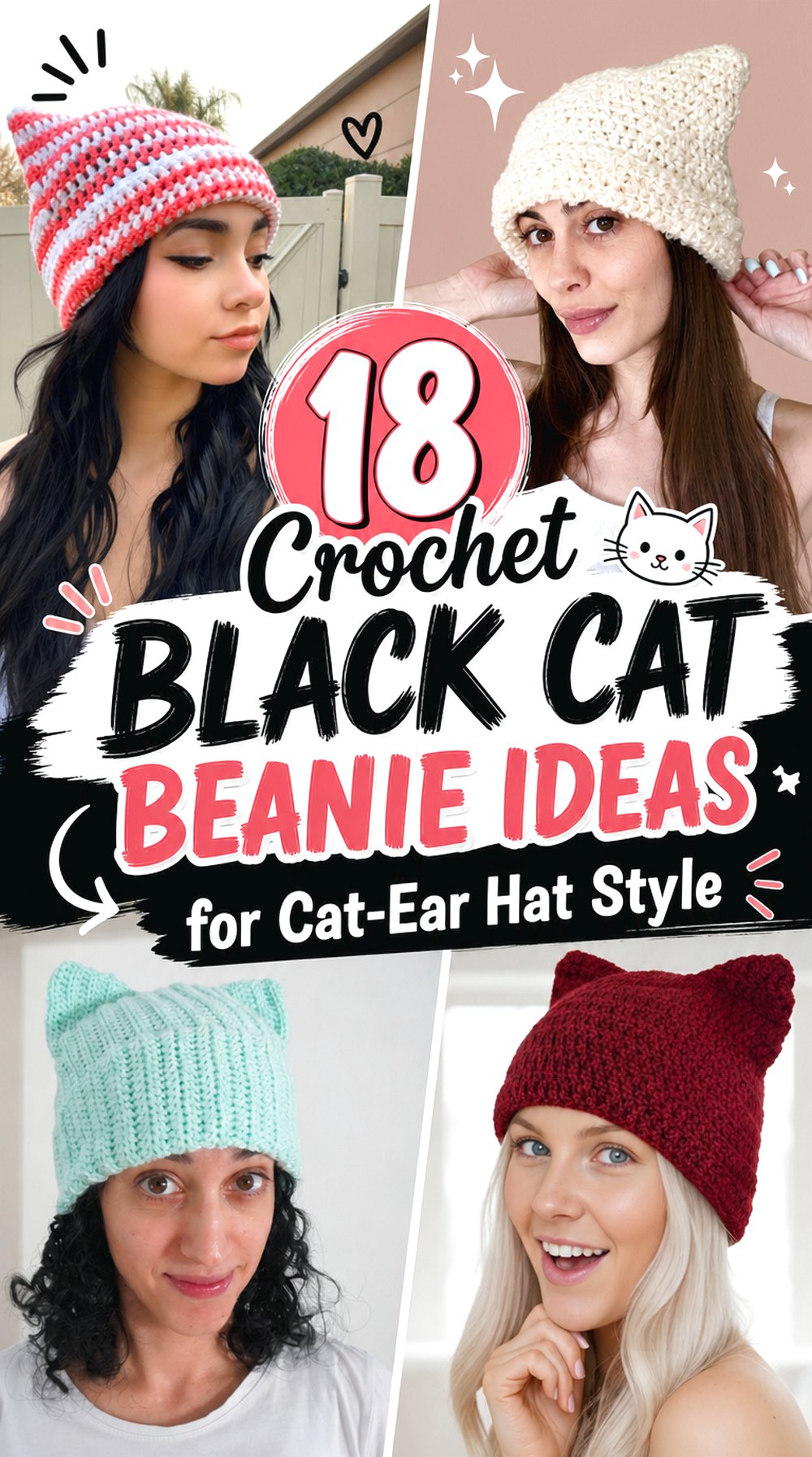 Crochet Black Cat Beanie Ideas for Cat Ear Hat Style
