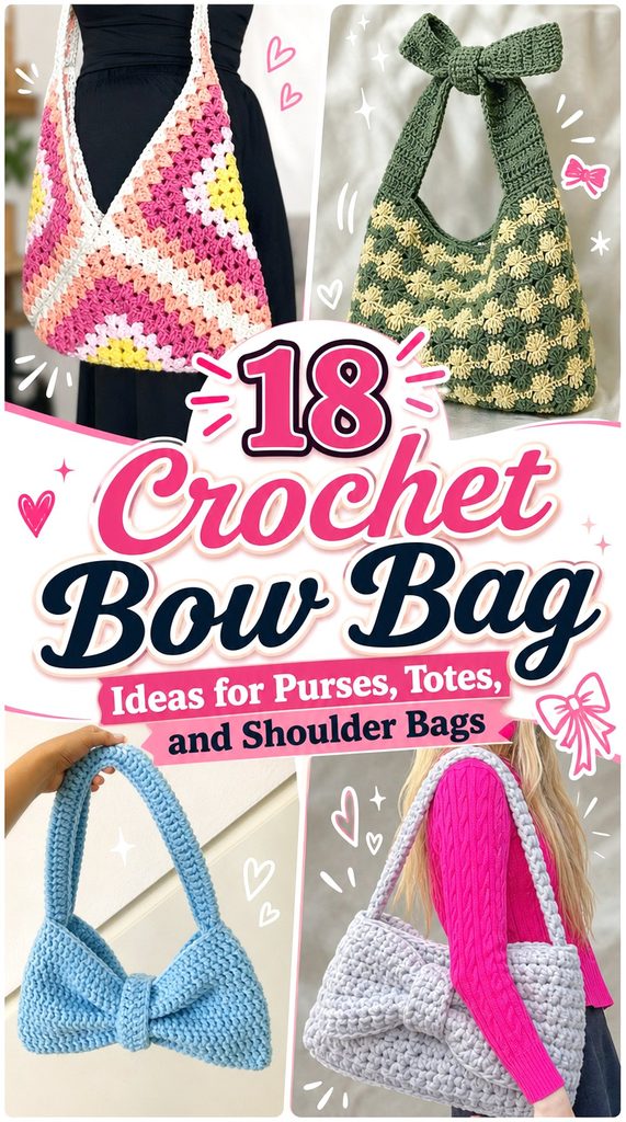 Crochet Bow Bag Ideas for Purses, Totes, and Shoulder Bags