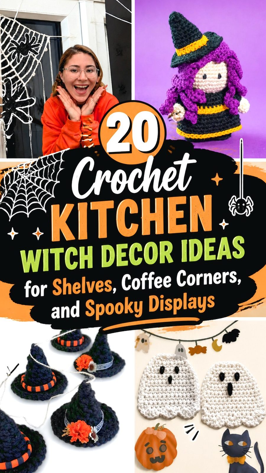Crochet Kitchen Witch Decor Ideas for Shelves, Coffee Corners, and Spooky Displays