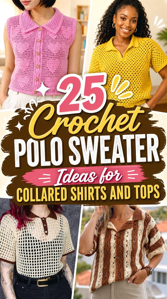 Crochet Polo Sweater Ideas for Collared Shirts and Tops