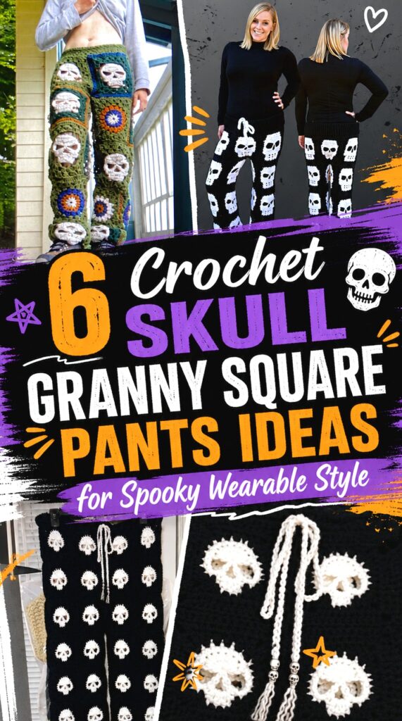 Crochet Skull Granny Square Pants Ideas for Spooky Wearable Style