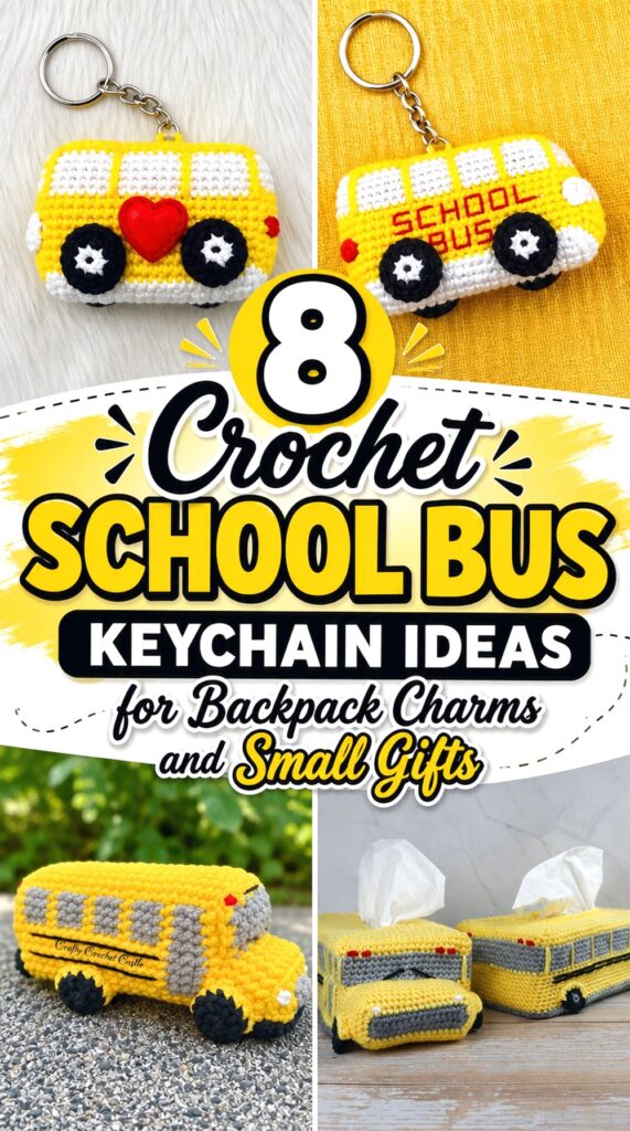 Crochet School Bus Keychain Ideas for Backpack Charms and Small Gifts