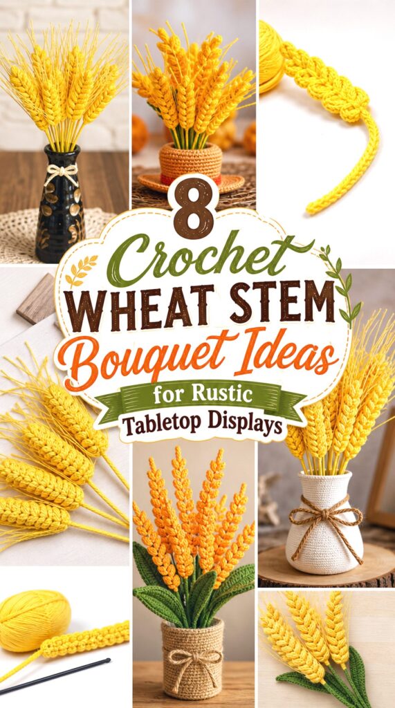 Crochet Wheat Stem Bouquet Ideas for Rustic Tabletop Displays
