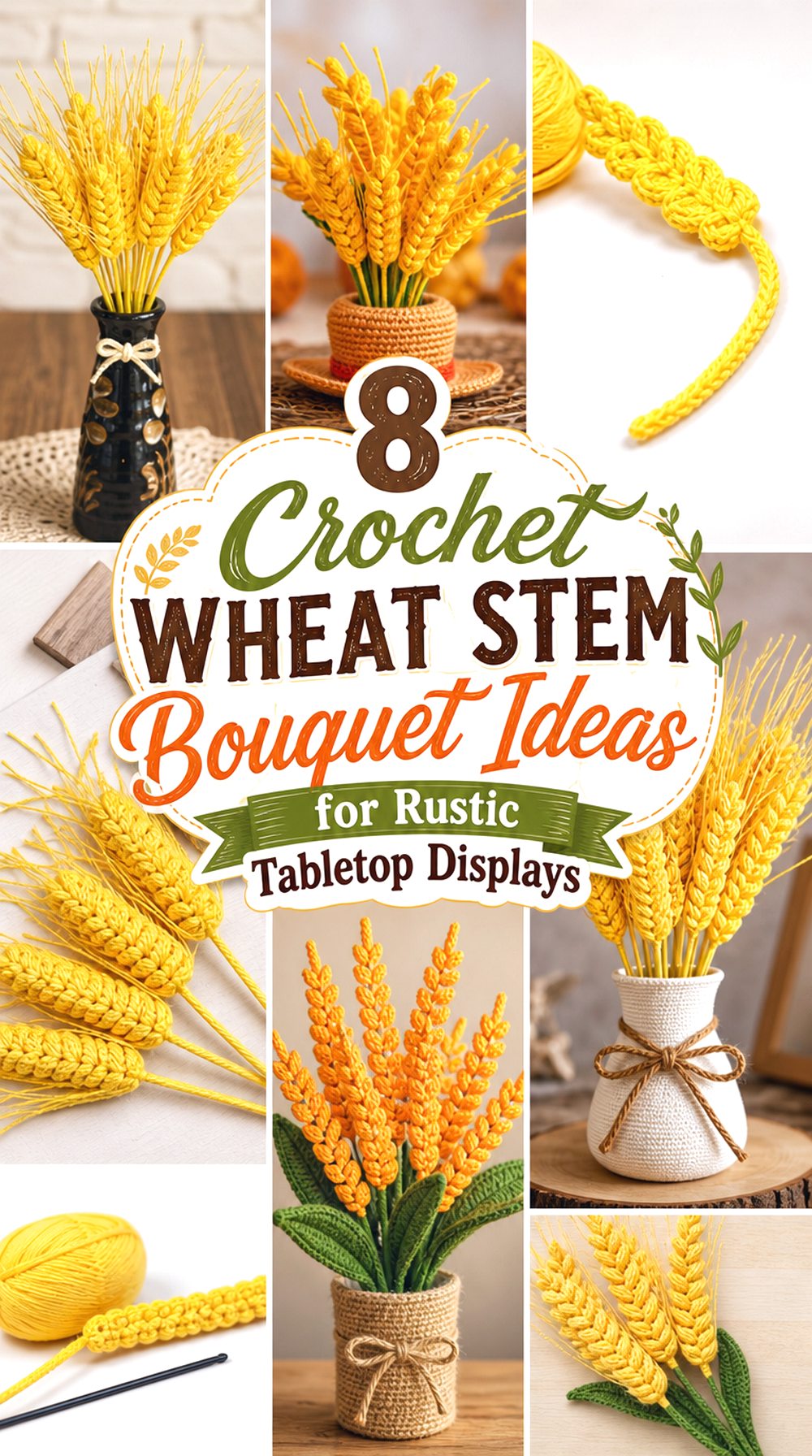 Crochet Wheat Stem Bouquet Ideas for Rustic Tabletop Displays