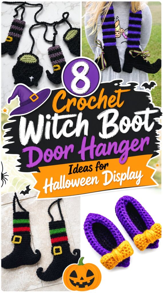 Crochet Witch Boot Door Hanger Ideas for Halloween Display