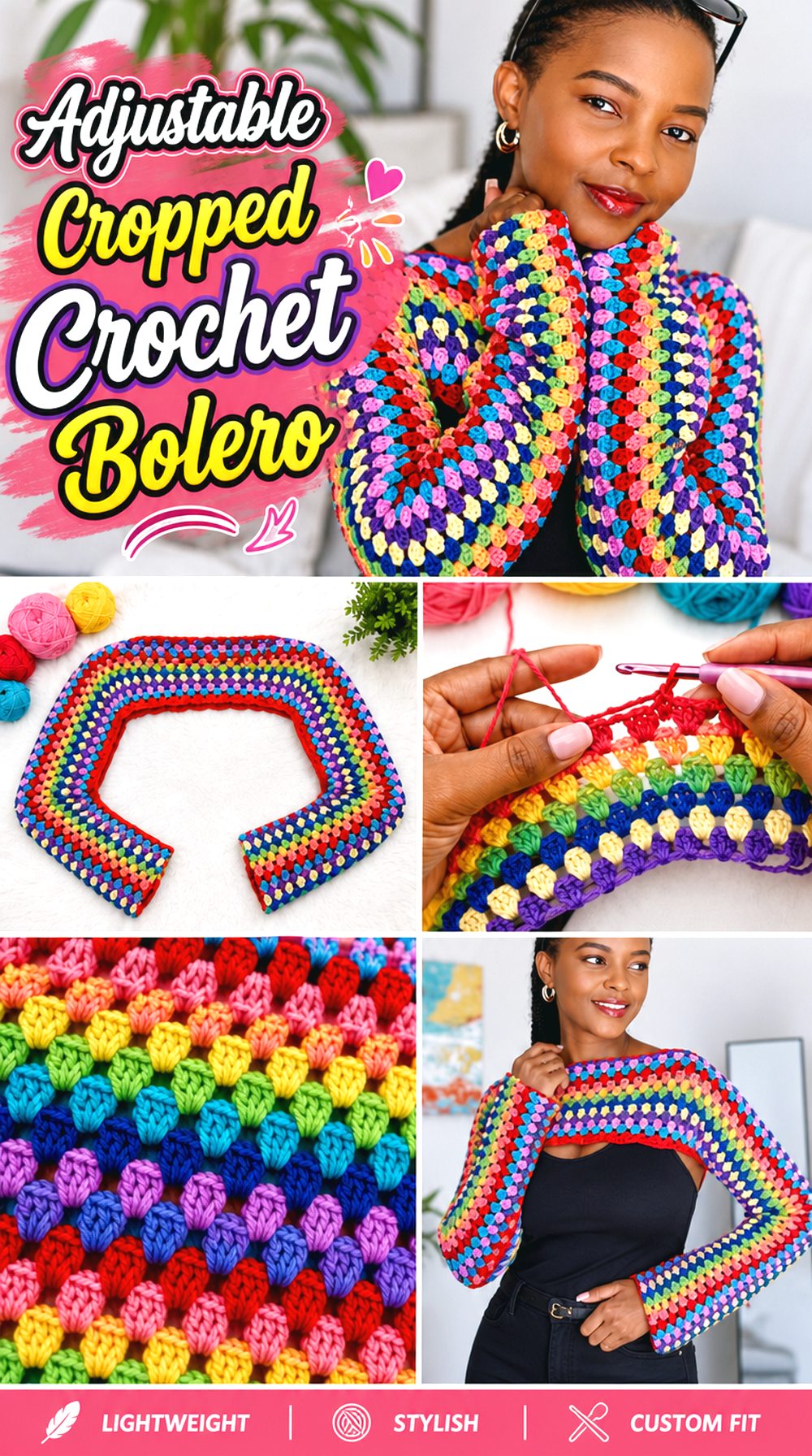 Adjustable Cropped Crochet Bolero