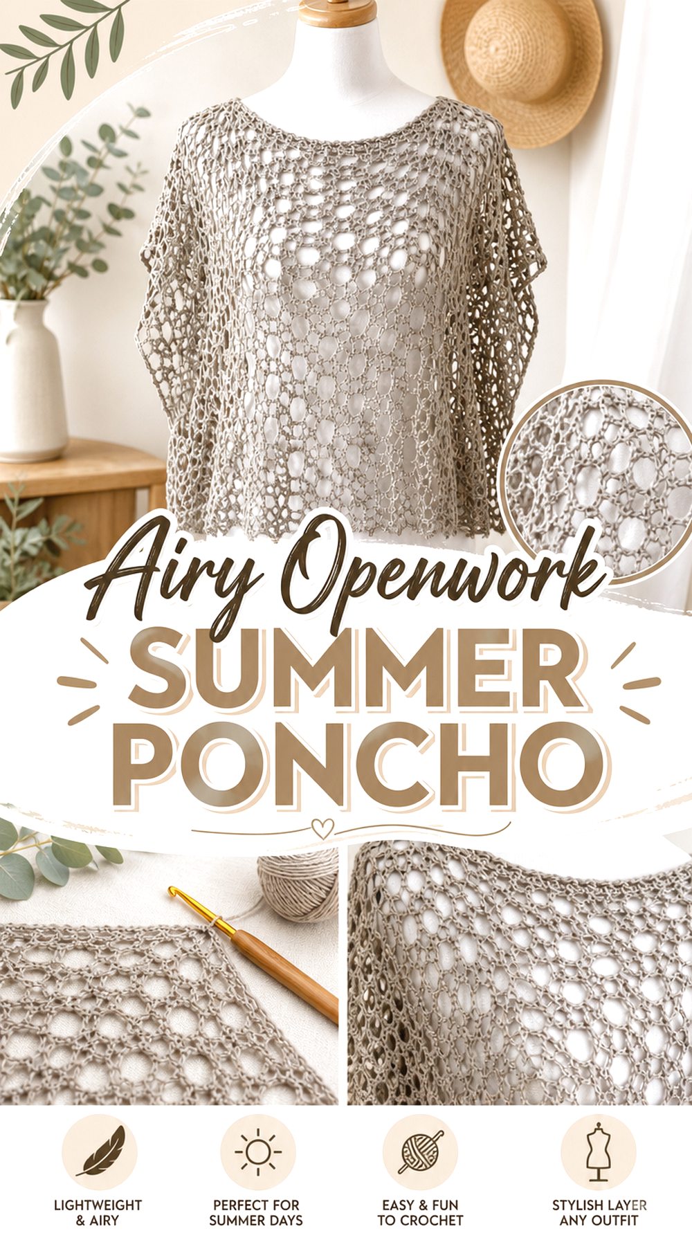 Airy Openwork Summer Poncho