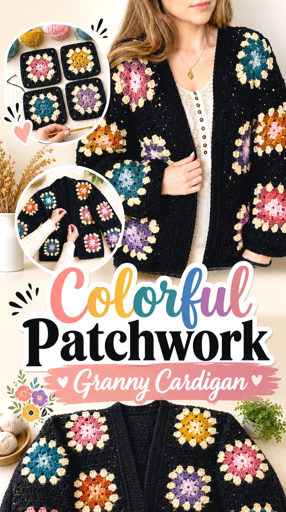 Colorful Patchwork Granny Cardigan