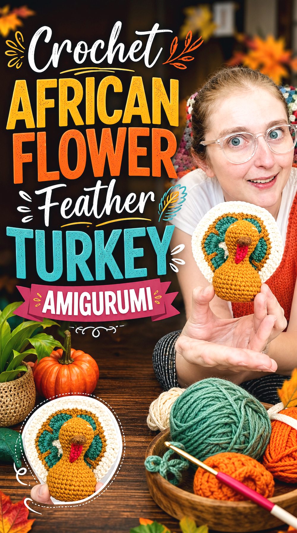 Crochet African Flower Feather Turkey Amigurumi