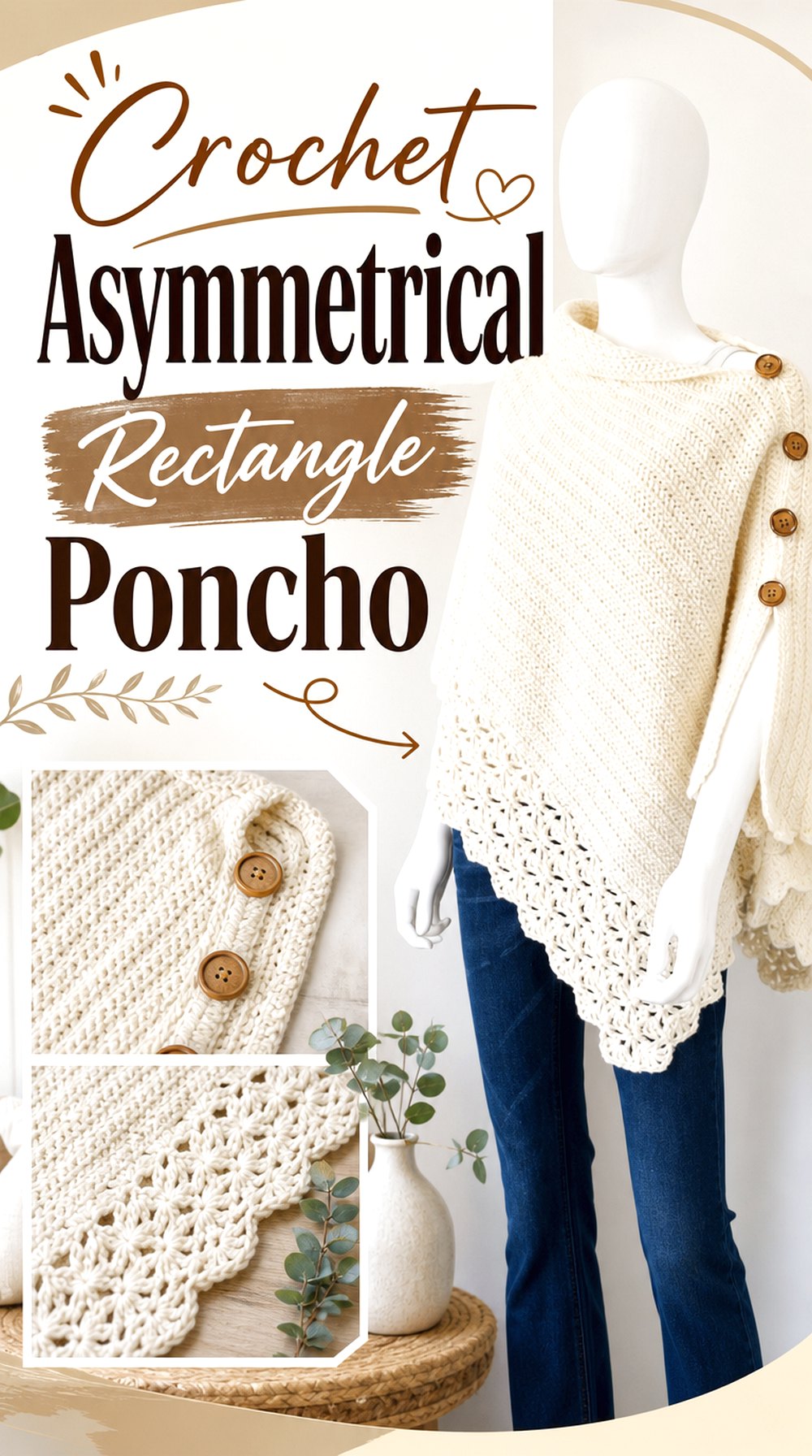 Crochet Asymmetrical Rectangle Poncho