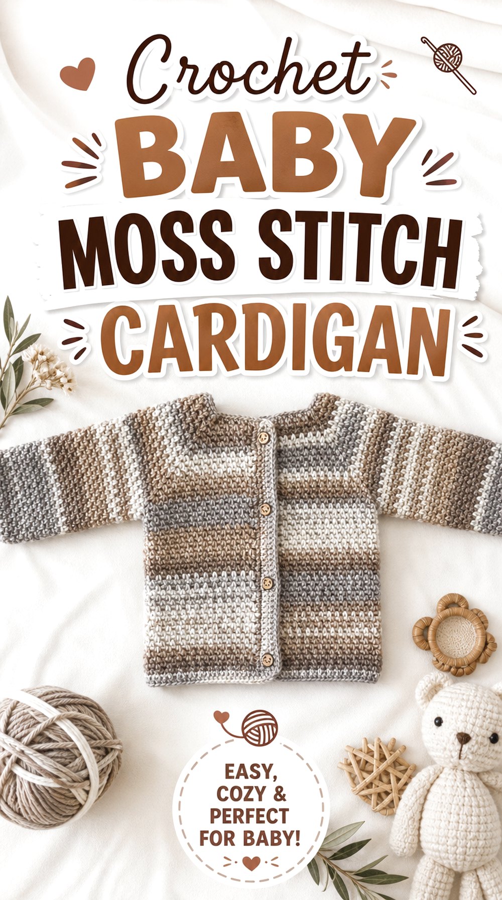 Crochet Baby Moss Stitch Cardigan
