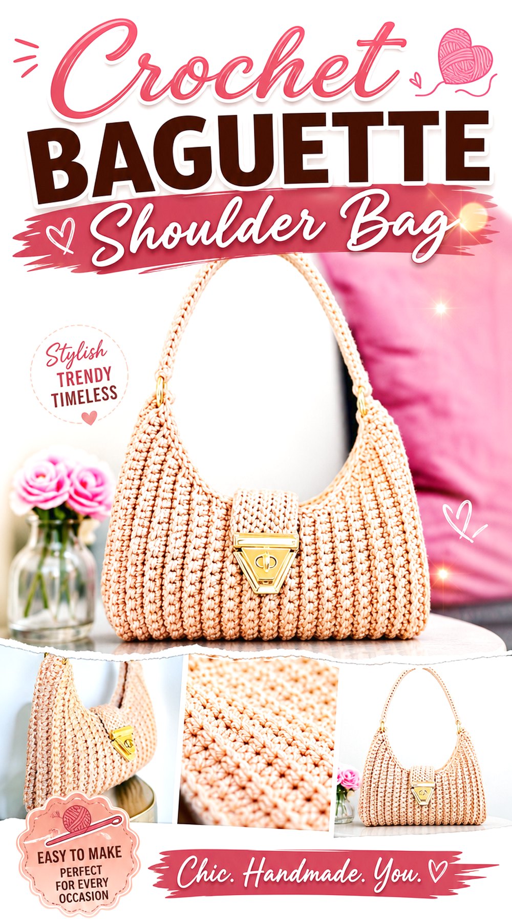 Crochet Baguette Shoulder Bag