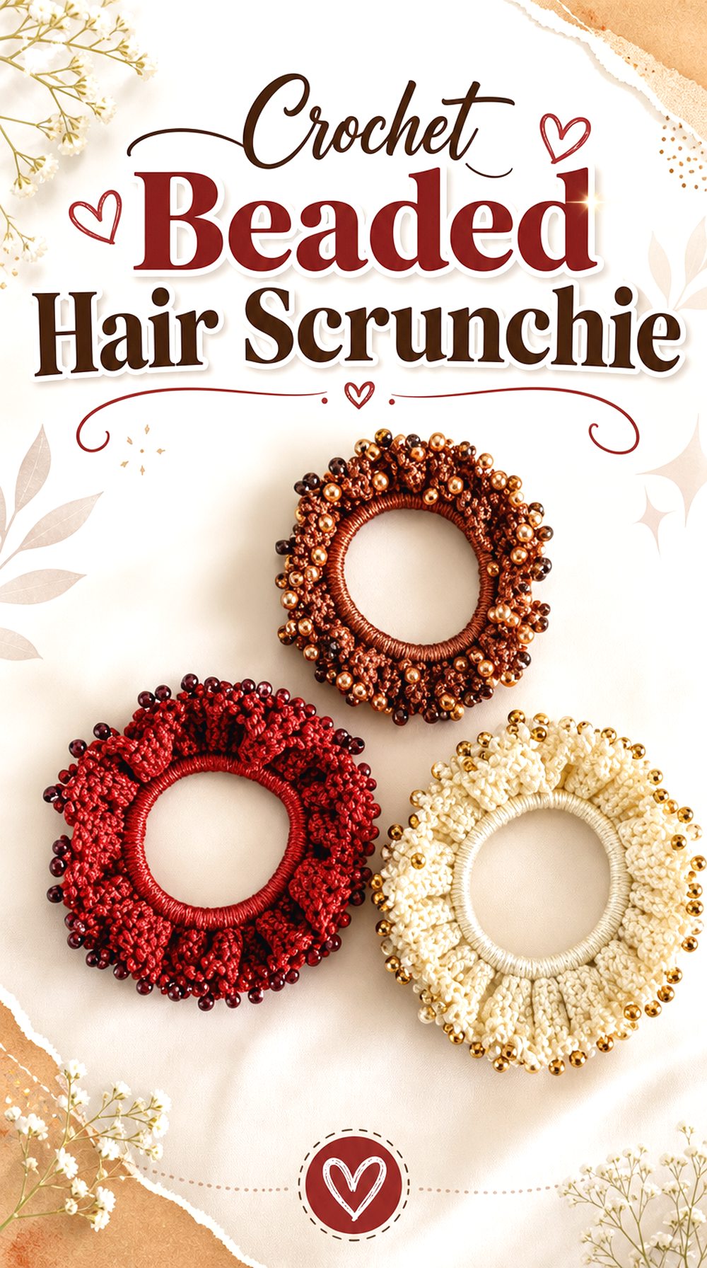 Crochet Beaded Hair Scrunchie