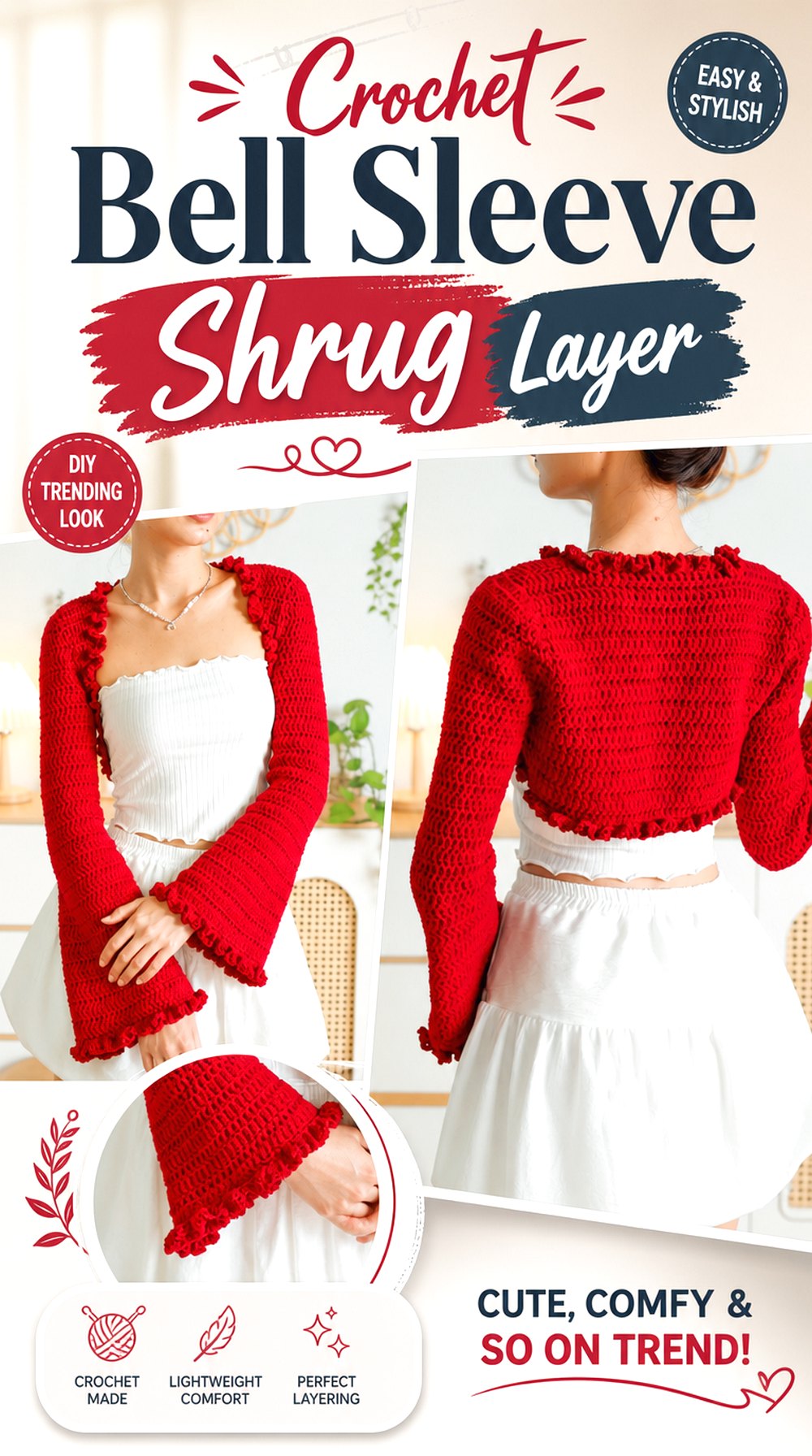 Crochet Bell Sleeve Shrug Layer