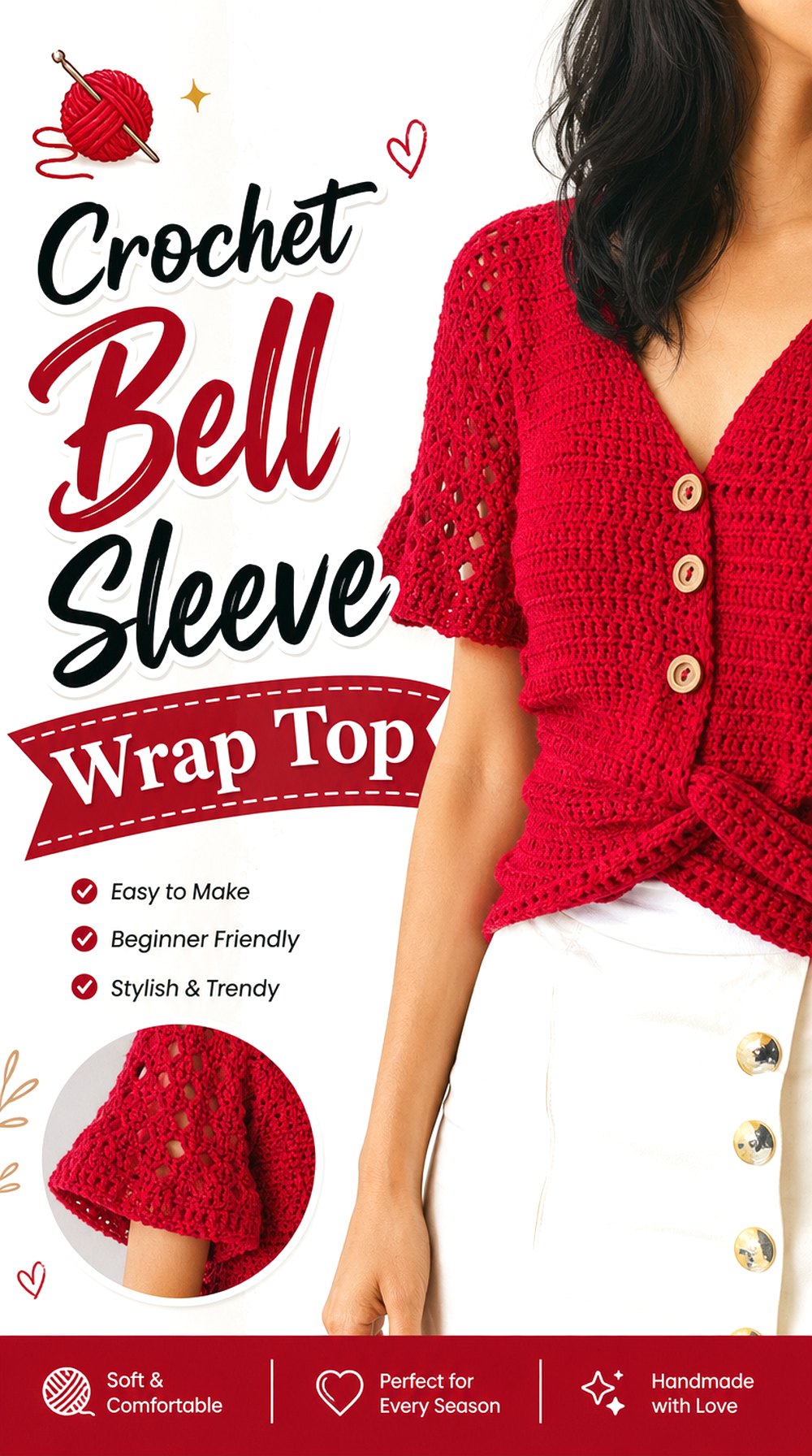 Crochet Bell Sleeve Wrap Top