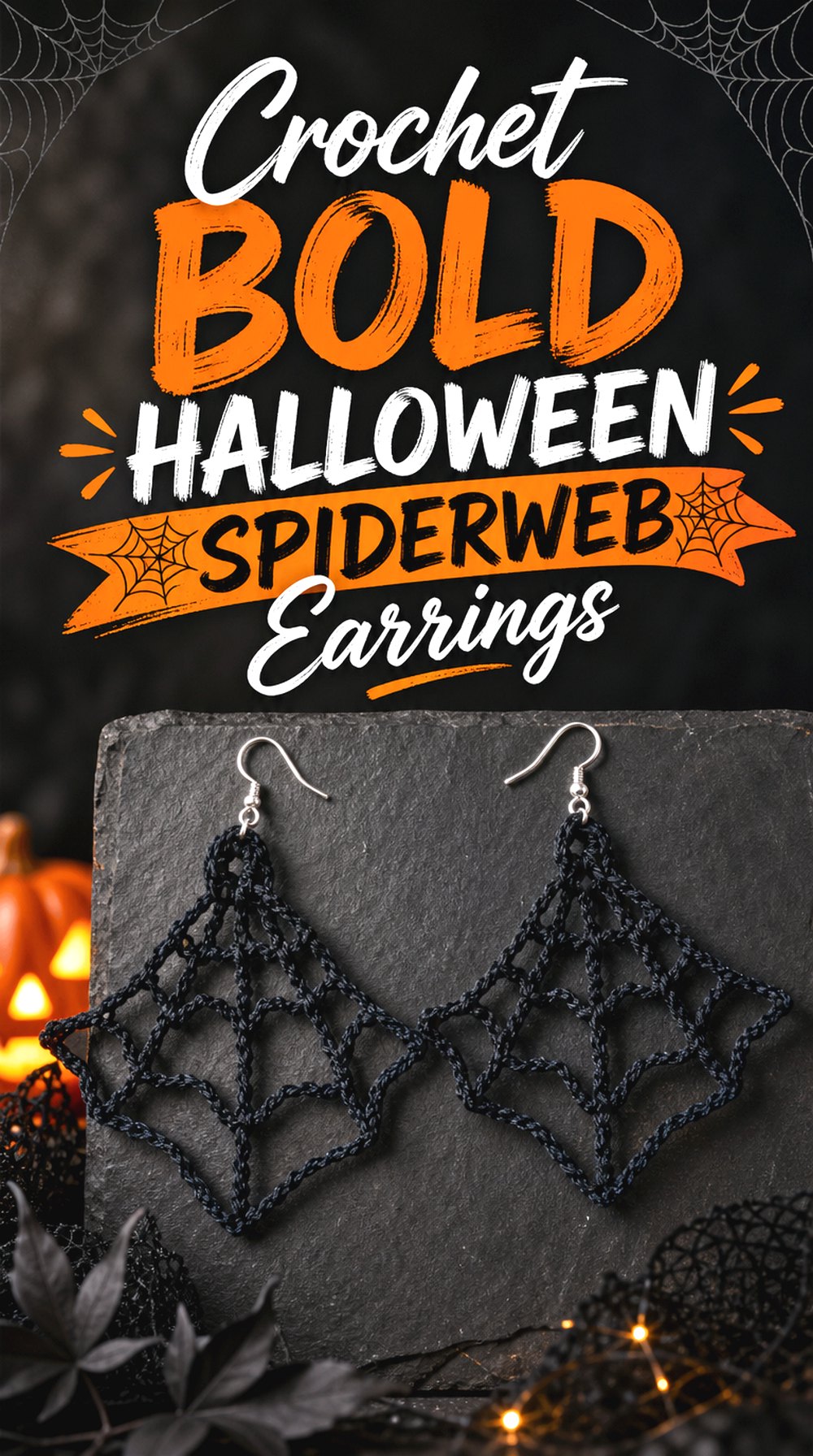 Crochet Bold Halloween Spiderweb Earrings