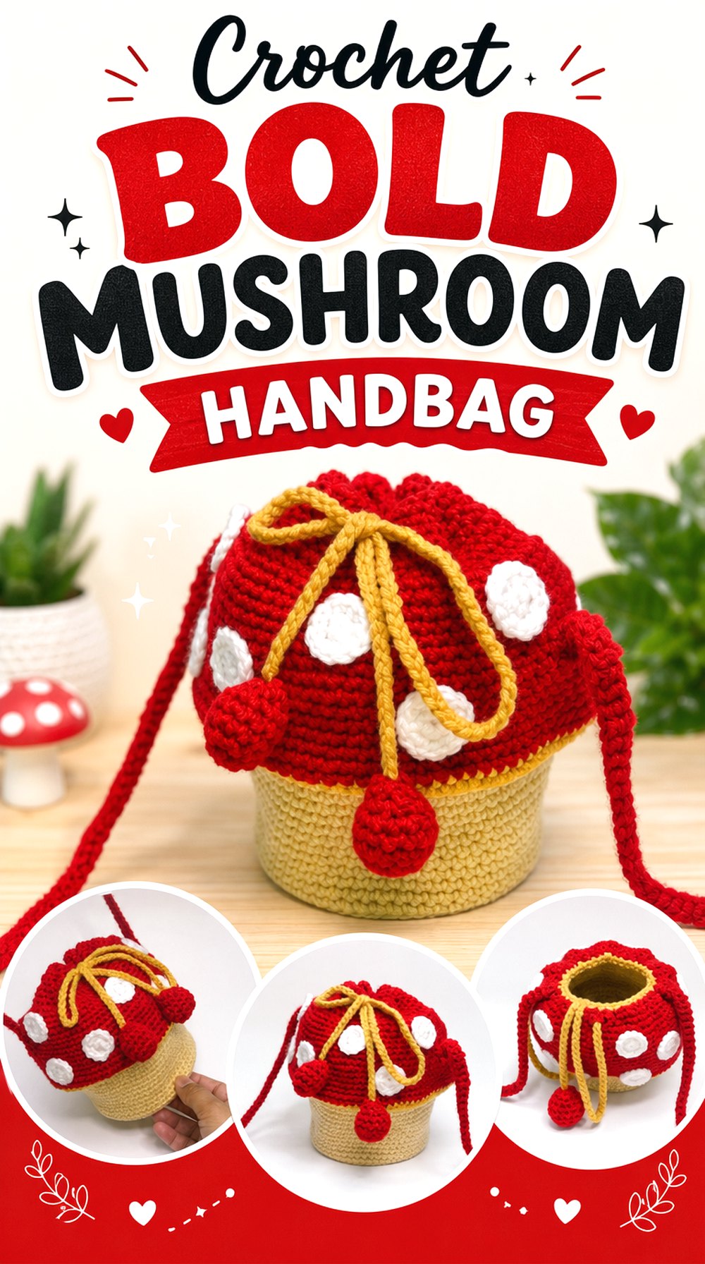 Crochet Bold Mushroom Handbag