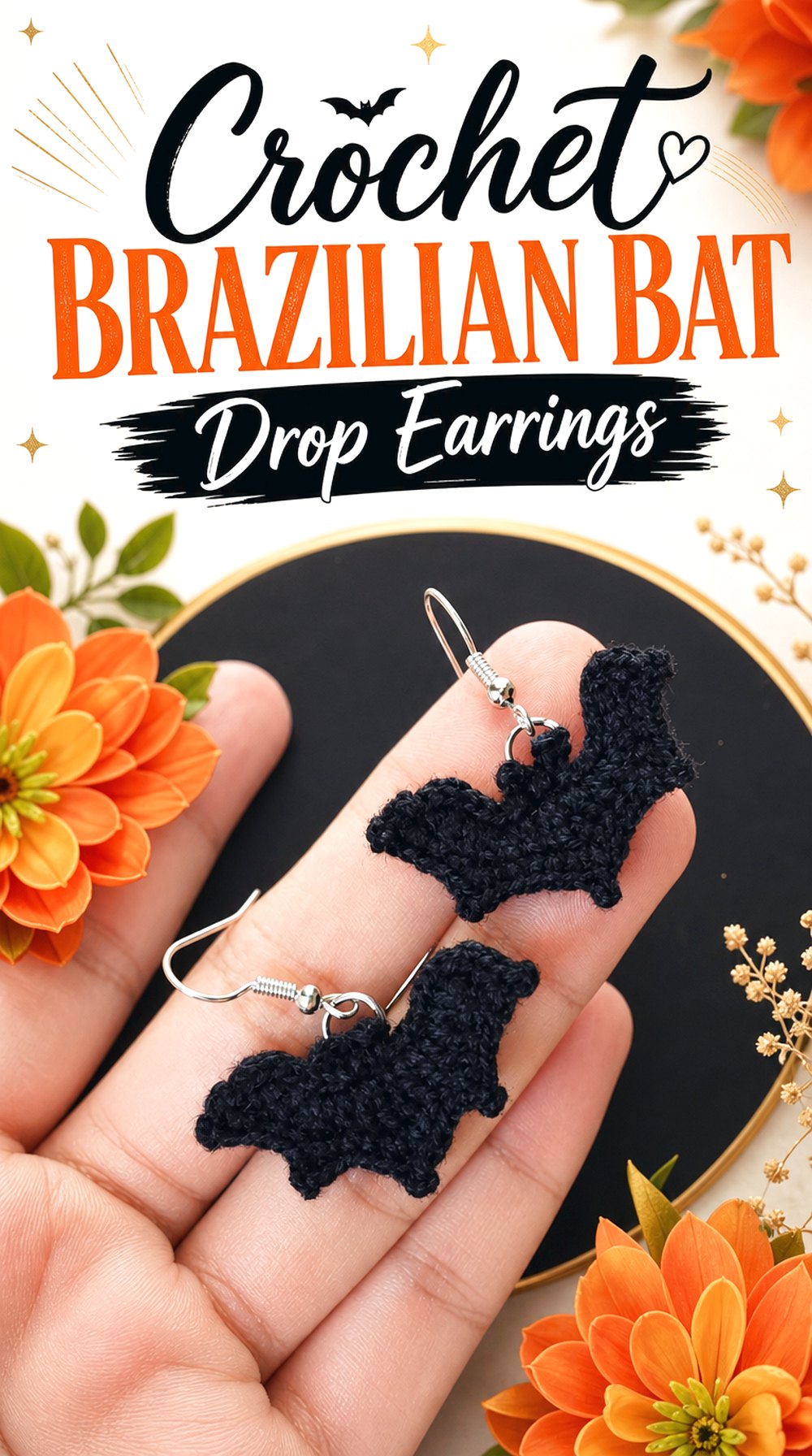 Crochet Brazilian Bat Drop Earrings