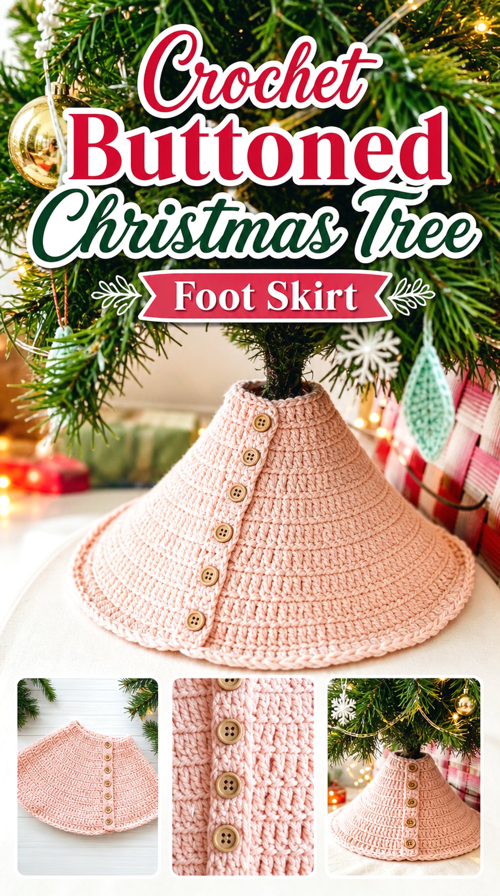Crochet Buttoned Christmas Tree Foot Skirt