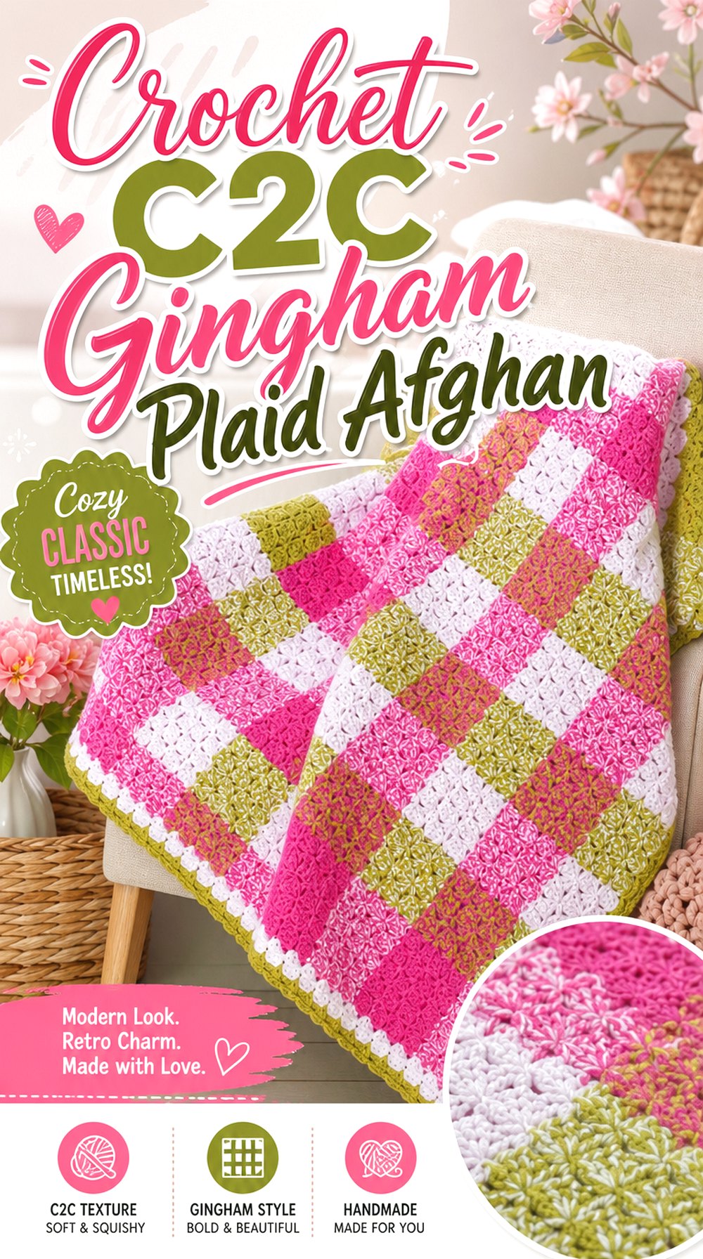 Crochet CC Gingham Plaid Afghan