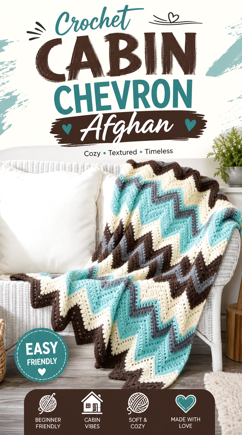 Crochet Cabin Chevron Afghan