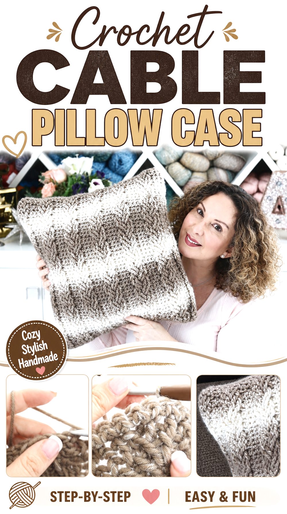 Crochet Cable Pillow Case