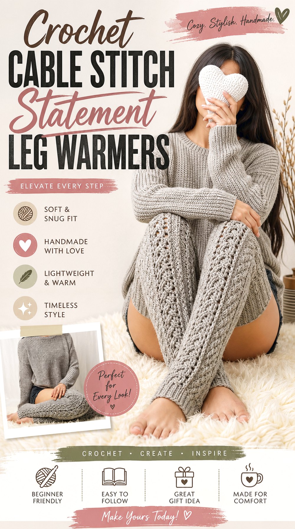 Crochet Cable Stitch Statement Leg Warmers