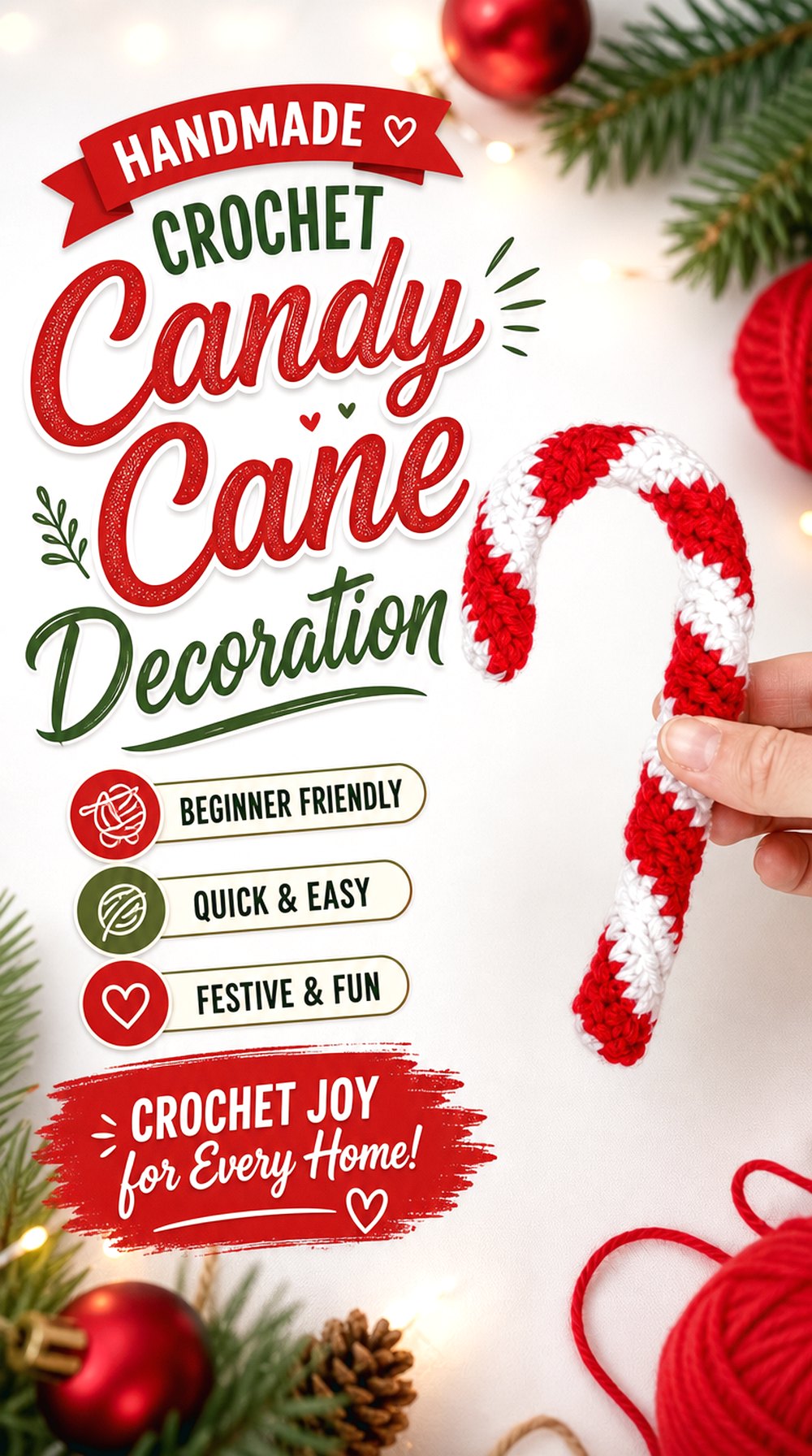 Crochet Candy Cane Decoration