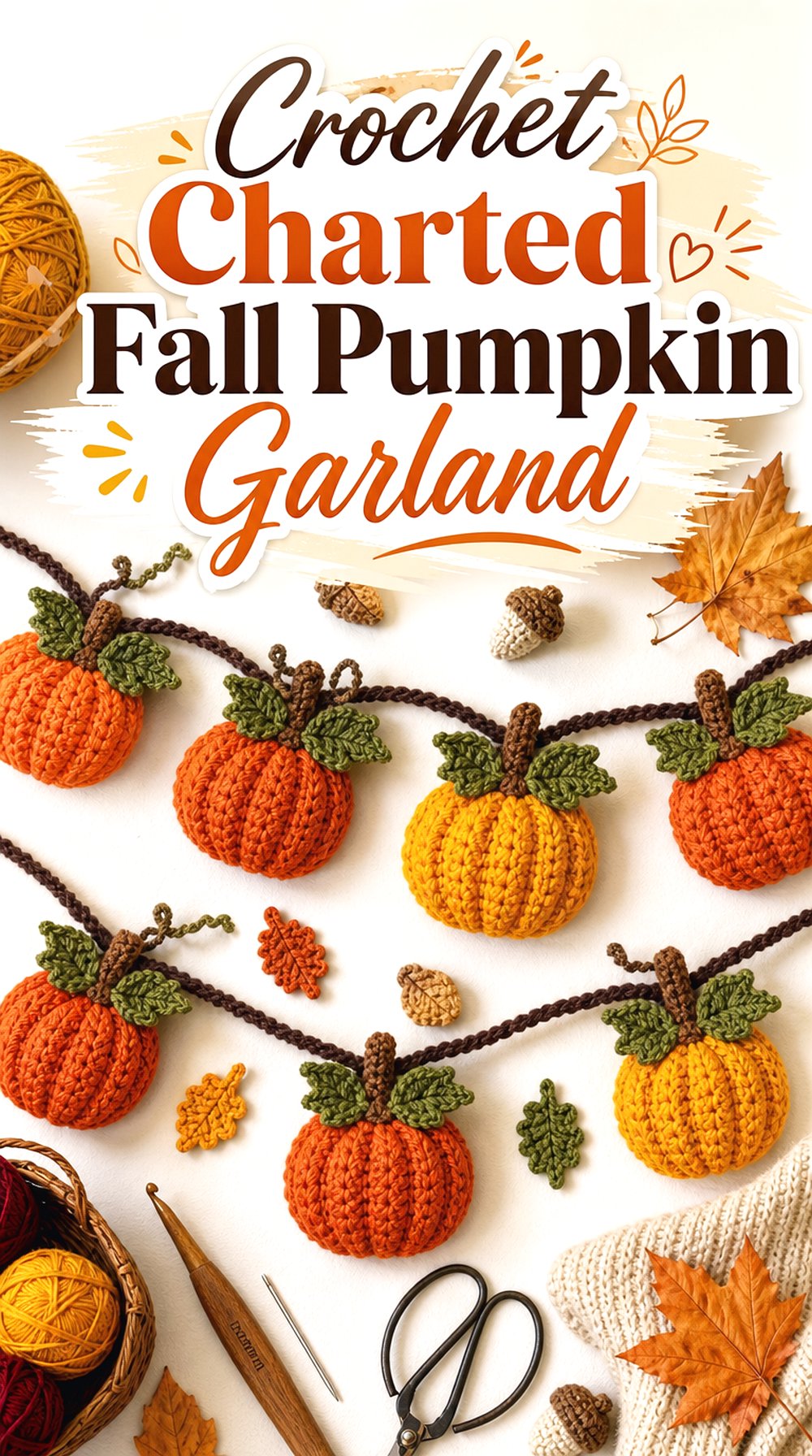 Crochet Charted Fall Pumpkin Garland