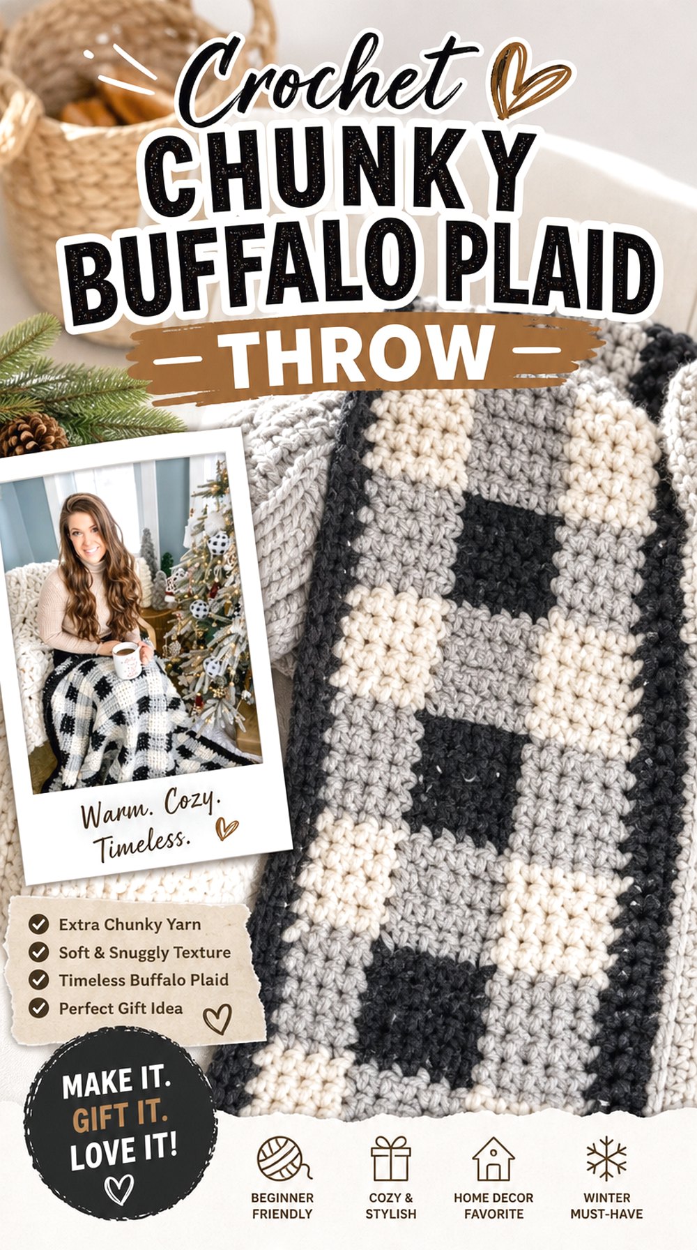 Crochet Chunky Buffalo Plaid Throw
