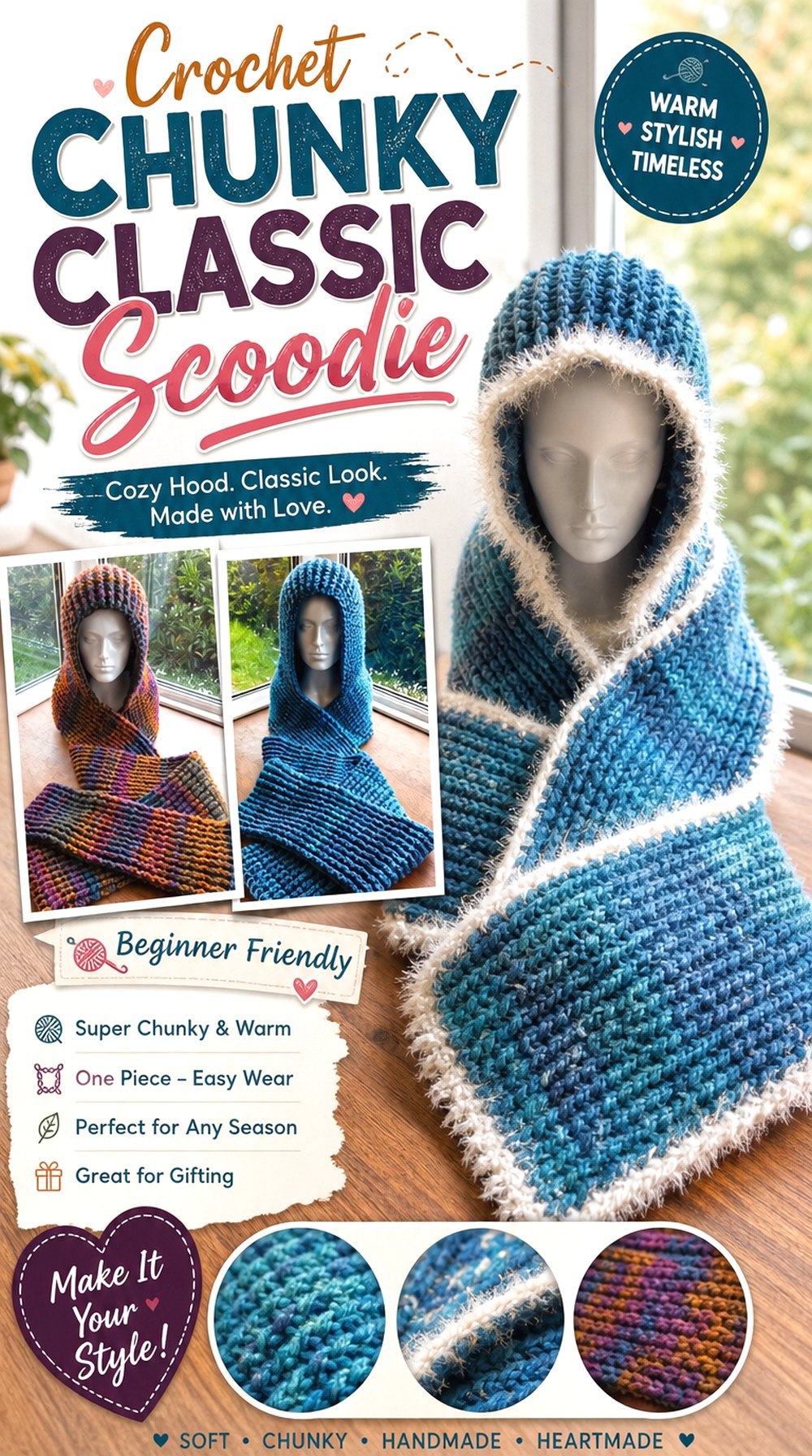 Crochet Chunky Classic Scoodie