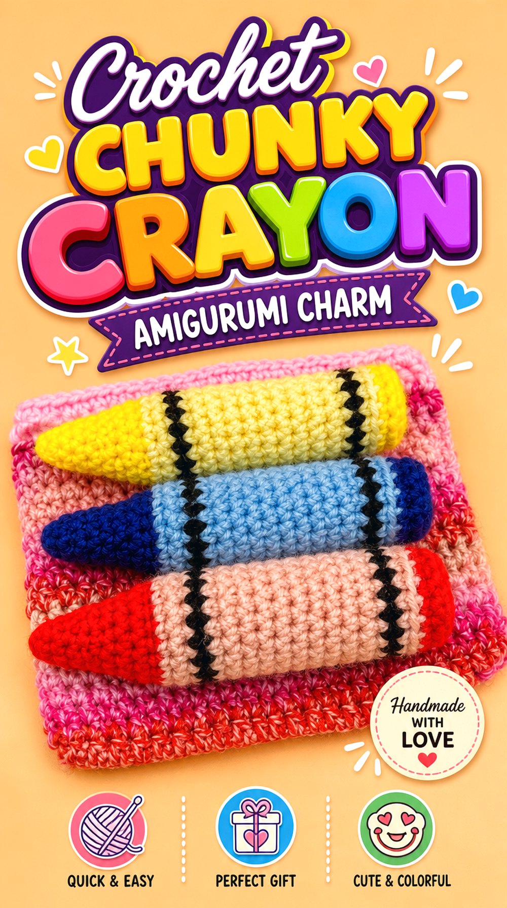 Crochet Chunky Crayon Amigurumi Charm