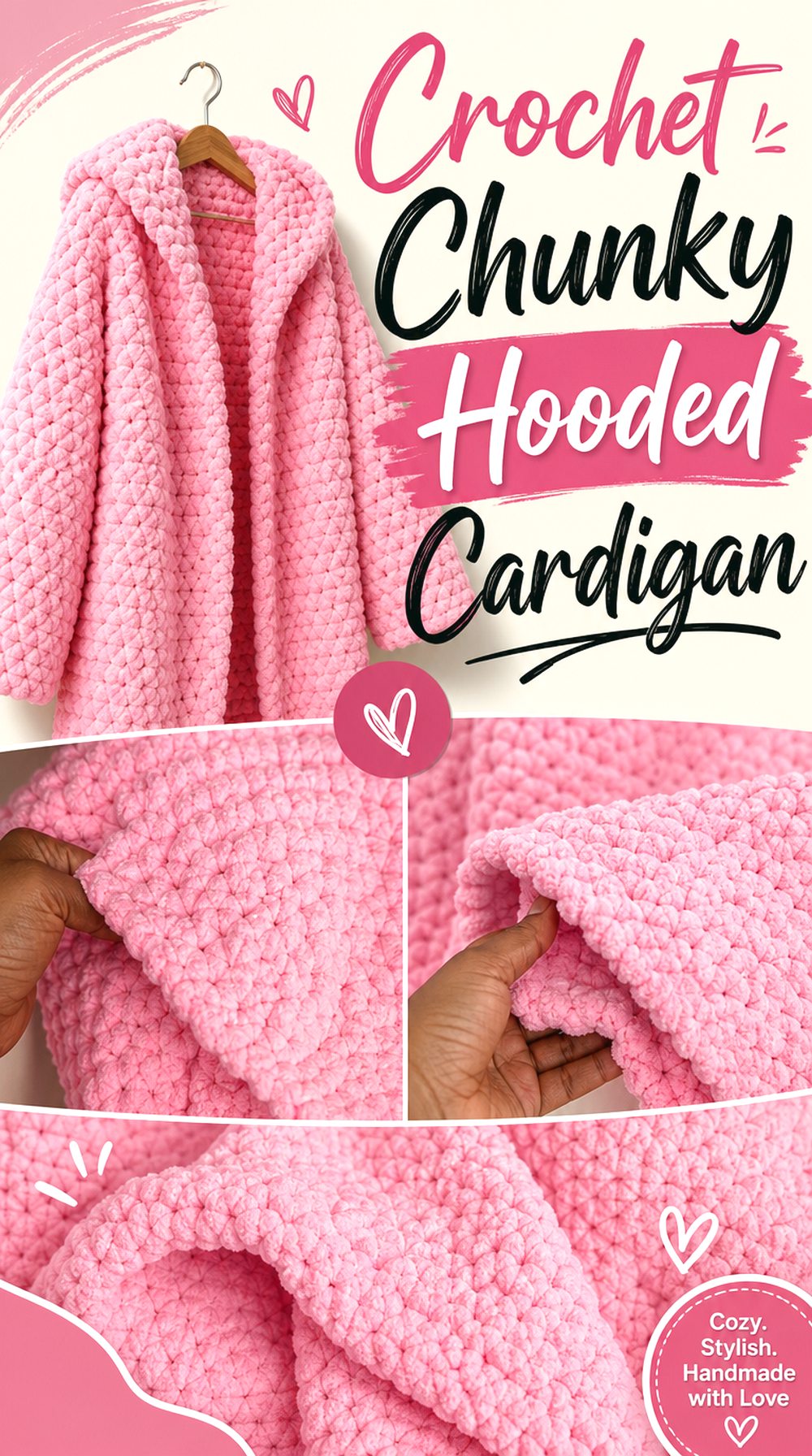 Crochet Chunky Hooded Cardigan