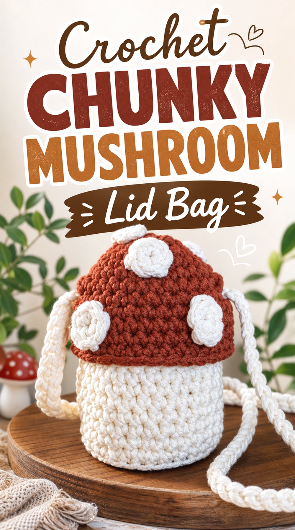 Crochet Chunky Mushroom Lid Bag